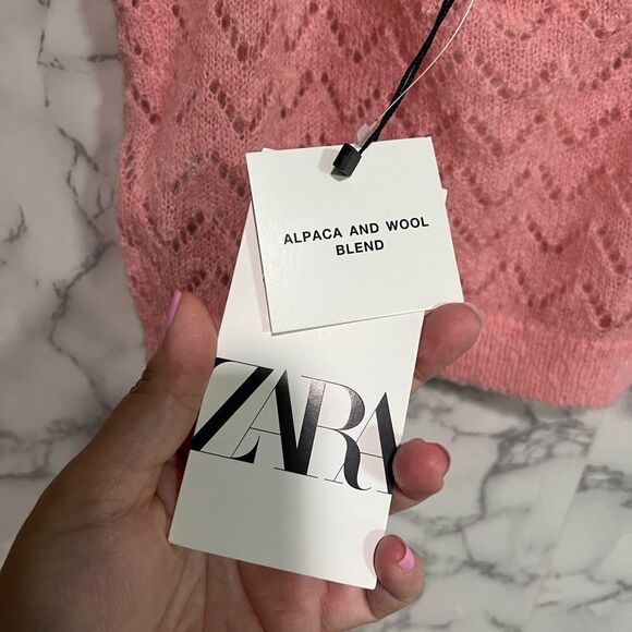 ZARA Pointelle Knit Top Size M - Picture 6 of 11